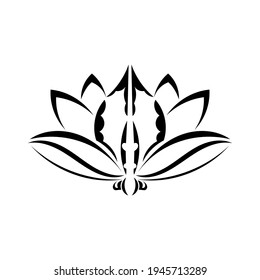 Black and white tattoo lotus pattern in simple style. Yoga symbol. Isolated. Vector 