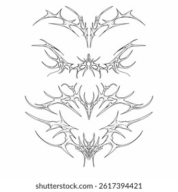 black and white tattoo Neo tribal vector set featuring sharp, symmetrical, and futuristic. perfect for tattoos, apparel, or digital artwork