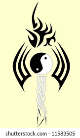 Black and white tattoo with symbol