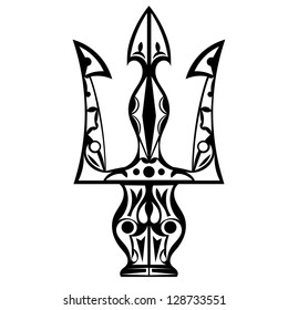 Black and white tattoo trident
