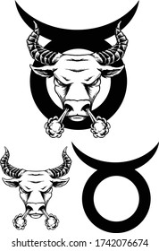black and white taurus zodiac with the symbol