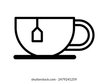 black and white tea cup icon, simple vector design.
