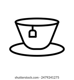 black and white tea cup icon, simple vector design.