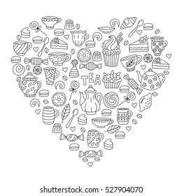 Black and white tea drink beverage sweets desserts doodles