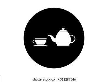 Black and white tea icon on white background   