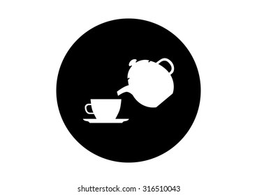 Black and white tea icon on white background   