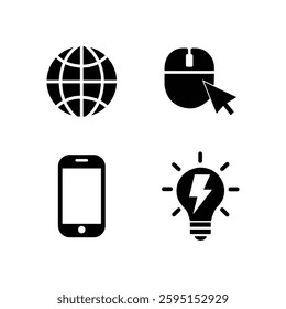 Black and White Technology Icons Set