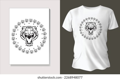 Black and white tee shirt animal face design.