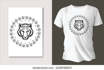 Black and white tee shirt animal face design.