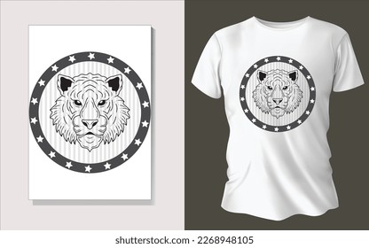Black and white tee shirt animal face design.