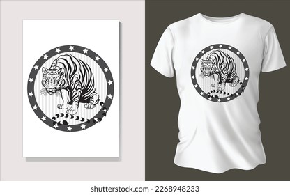 Black and white tee shirt animal face design.