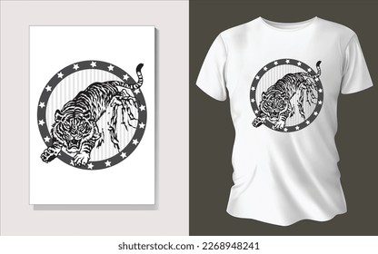 Black and white tee shirt animal face design.
