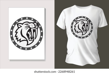 Black and white tee shirt animal face design.
