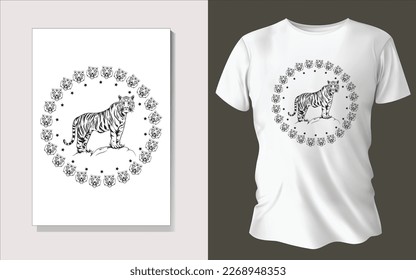 Black and white tee shirt animal face design.