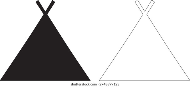 Black and white teepee silhouette tipi tent shelter