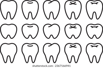 conjunto de ilustraciones vectoriales de dientes negros y blancos