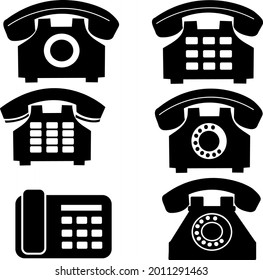 Diseño vectorial de iconos de teléfono blanco y negro.