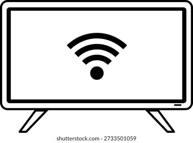 Tela de televisão em preto e branco exibindo um sinal de símbolo wifi sem fio