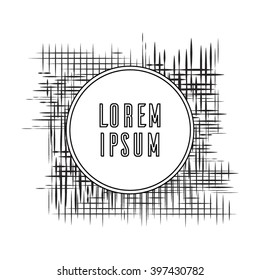 Black and white template with a circular frame and strokes in a sketch style. The template for banners, flyers and invitations