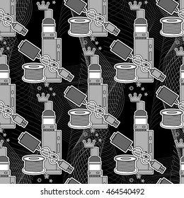  black and white template  e-cigarette . seamless pattern. vector texture. for design.  vape