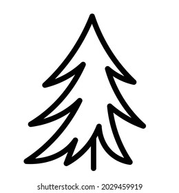 Black and white template fir tree icon. Vector symbol sign isolated on white background. Trees flat line icons set. Plants, landscape design. Business idea concept.
