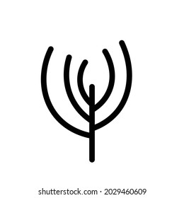 Black and white template tree icon. Vector symbol sign isolated on white background. Trees flat line icons set. Plants, landscape design. Business idea concept.