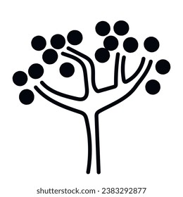 Schwarz-Weiß-Vorlagenbaum-Symbol. Vektorsymbol einzeln auf weißem Hintergrund. Bietet Flachzeilensymbole an. Pflanzen, Landschaftsdesign. Konzept der Geschäftsidee.