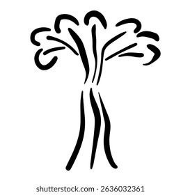 Black and white template tree icon. Vector symbol sign isolated on white background. Trees flat line icons set. Plants, landscape design. Business idea concept.