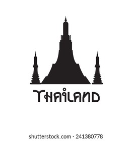  Black and white temple in Thailand. Vector simbol.