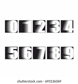 Black and white ten vector numbers. 