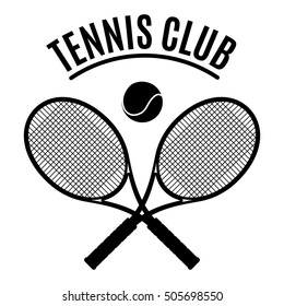 Black and white tennis club emblem vector illustration. Sport logo isolated on wihite