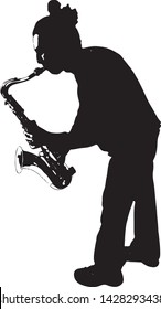 black and white tenor sax player vector
