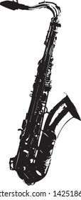 Black And White Tenor Sax Vector