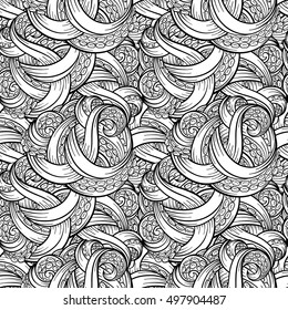 Black and white tentacles vector seamless pattern