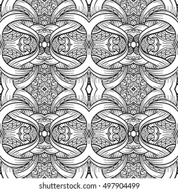 Black and white tentacles vector seamless pattern