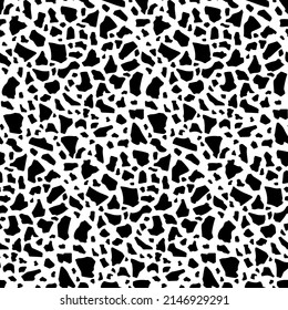 Patrón transparente de vectores Terrazzo blanco y negro. Excelente para diseño clásico de productos, tela, fondos, invitaciones, proyectos de diseño de envases. Diseño de patrones de superficie.