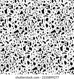 Black and White Terrazzo Vector Seamless Pattern. Awesome for classic product design, fabric, backgrounds, invitations, packaging design projects. Surface pattern design.