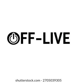 Schwarz-weißes Textlogo mit Stromsymbol für Aus- oder Live-Status