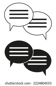 Black And White Text Message Conversation Vector Icon