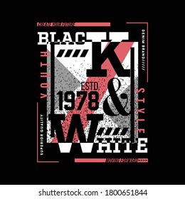 Schwarz-Weiß-Text, Vektorgrafik-T-Shirt, Illustrationsstil im Straßendesign  