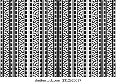 Black and White Textile Material with Greek Key Pattern