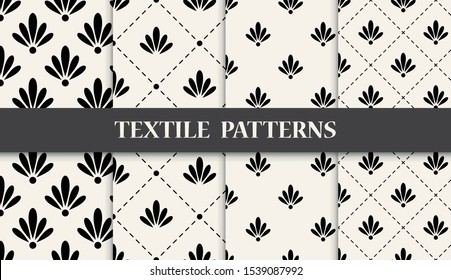 Black and white textile pattern set.