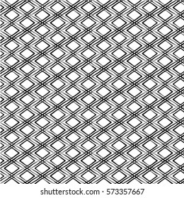 Black and white texture. Abstract geometric pattern with rhombuses. Repeating seamless vector background.  