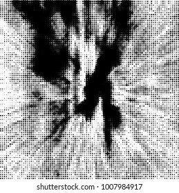 Black and white texture abstract halftone. Monochrome vector background of dots pattern