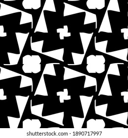  Black and white texture. Abstract seamless geometric pattern. 