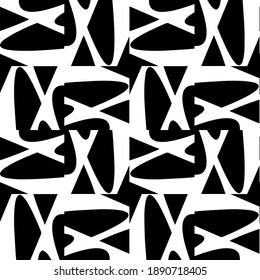  Black and white texture. Abstract seamless geometric pattern. 