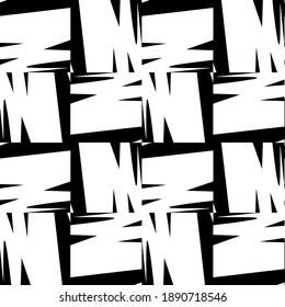  Black and white texture. Abstract seamless geometric pattern. 