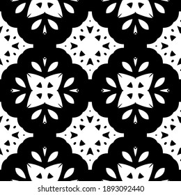  Black and white texture. Abstract seamless geometric pattern. 