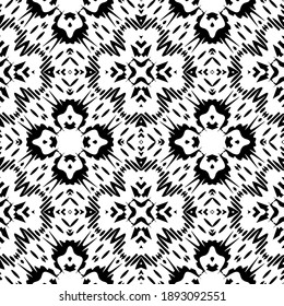  Black and white texture. Abstract seamless geometric pattern. 