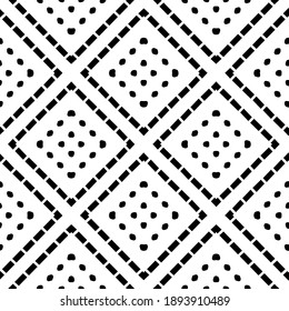  Black and white texture. Abstract seamless geometric pattern. 